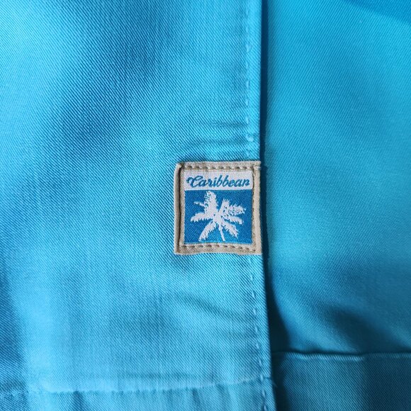 Caribbean Button Up Shirt Men's Large Short Sleeve Blue Modal Blend Casual - Picture 5 of 12